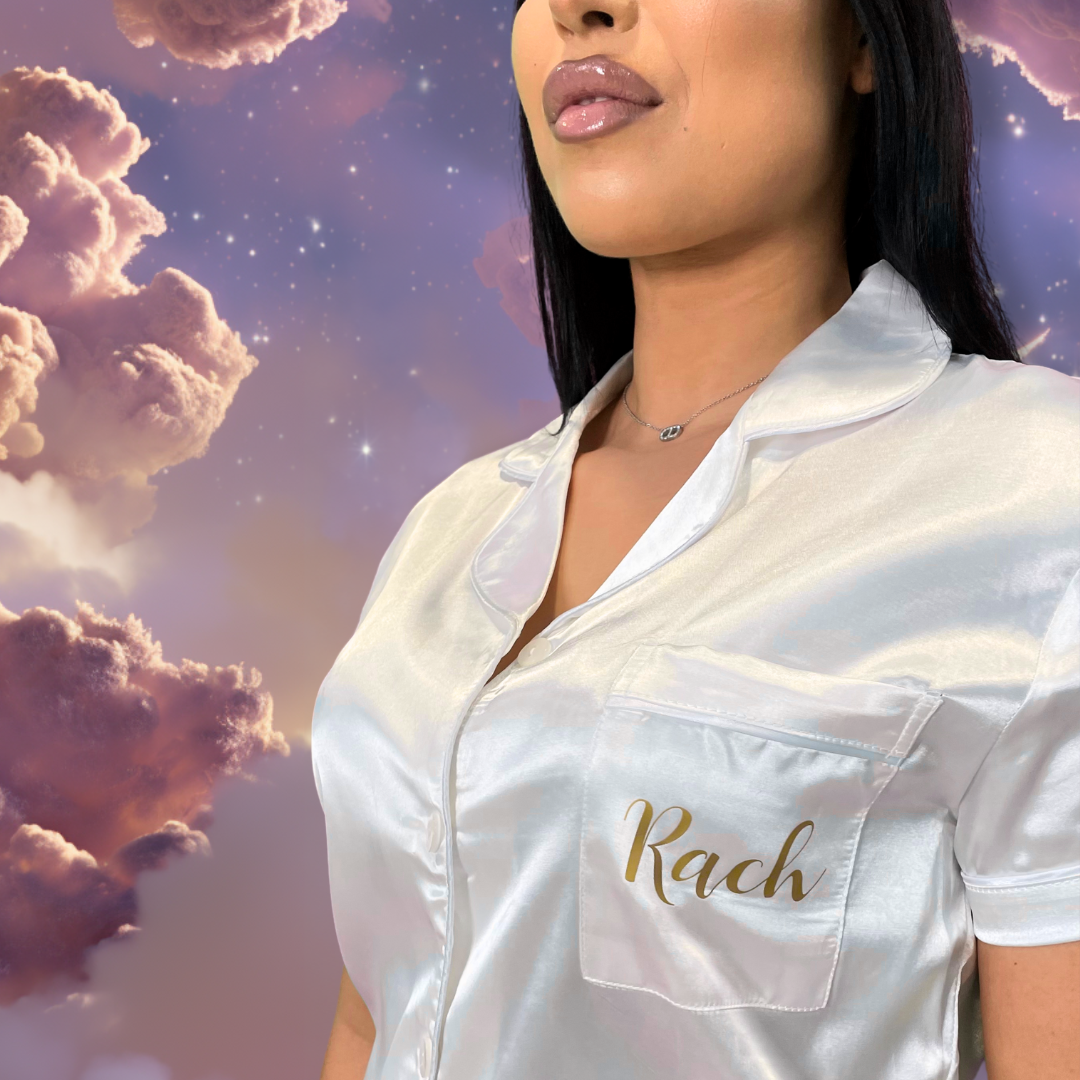 Pyjama blanc liseré blanc personnalisé - Boxes Universe