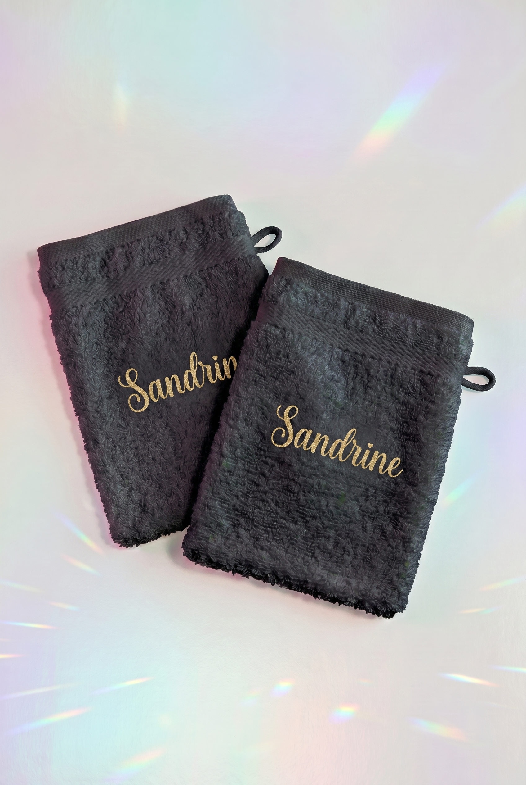 Set 2 gants noirs 100% coton personnalisés - Boxes Universe