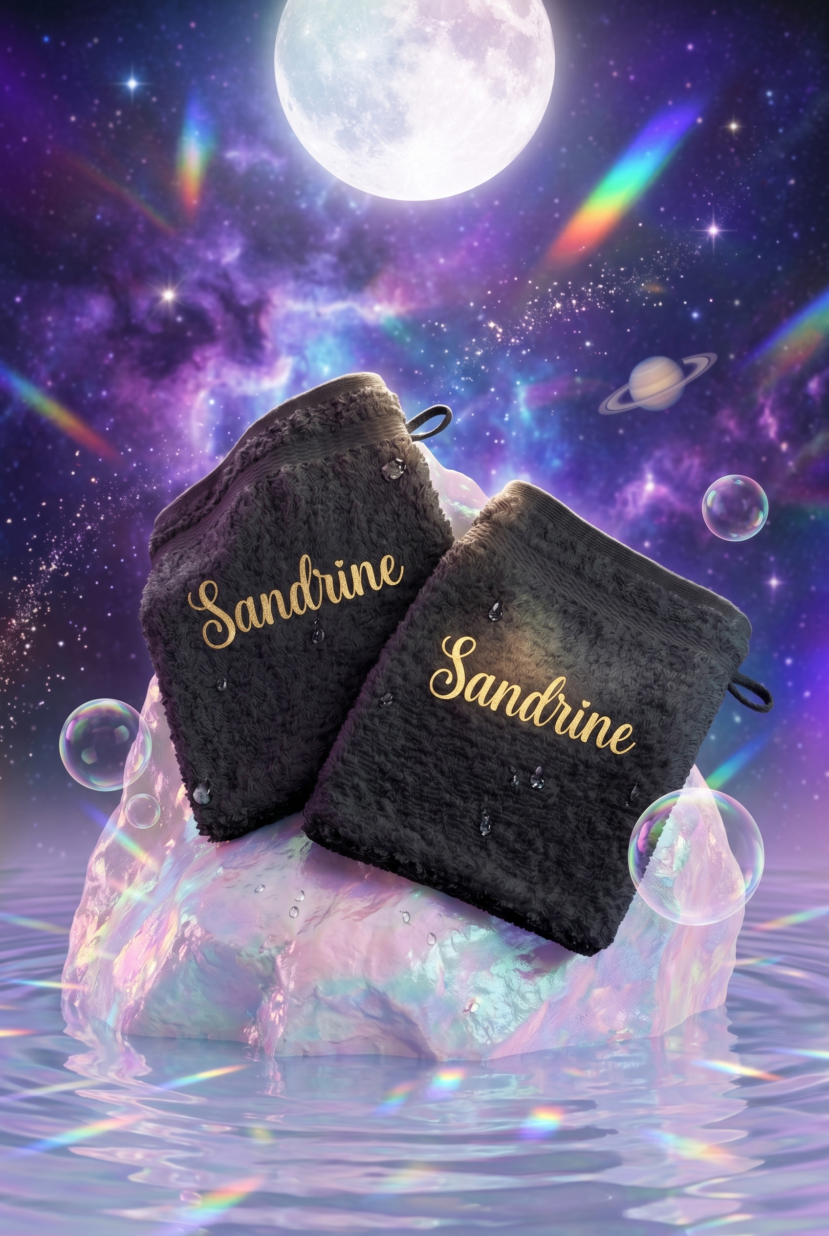Set 2 gants noirs 100% coton personnalisés - Boxes Universe