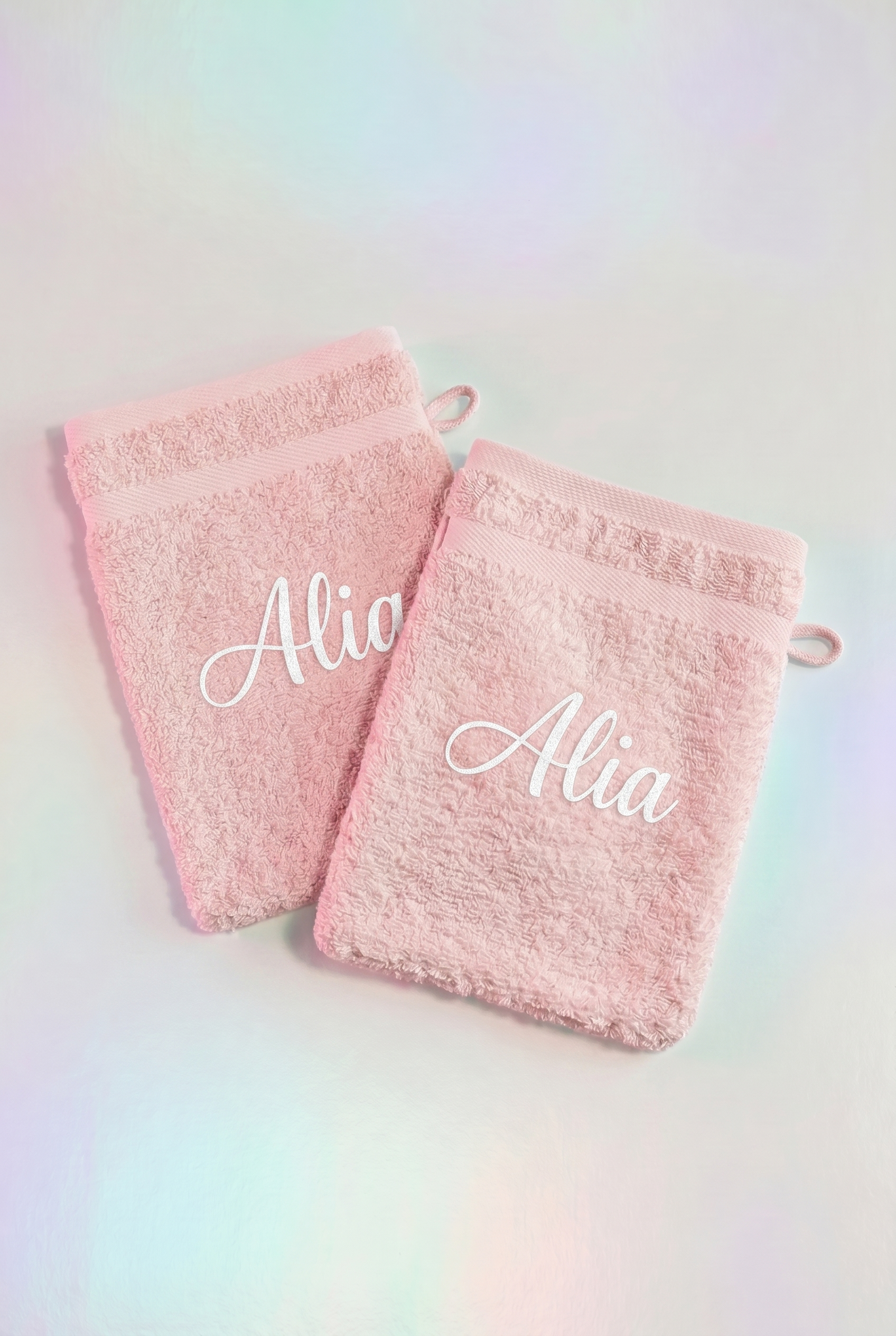 Set 2 gants roses 100% coton personnalisés - Boxes Universe