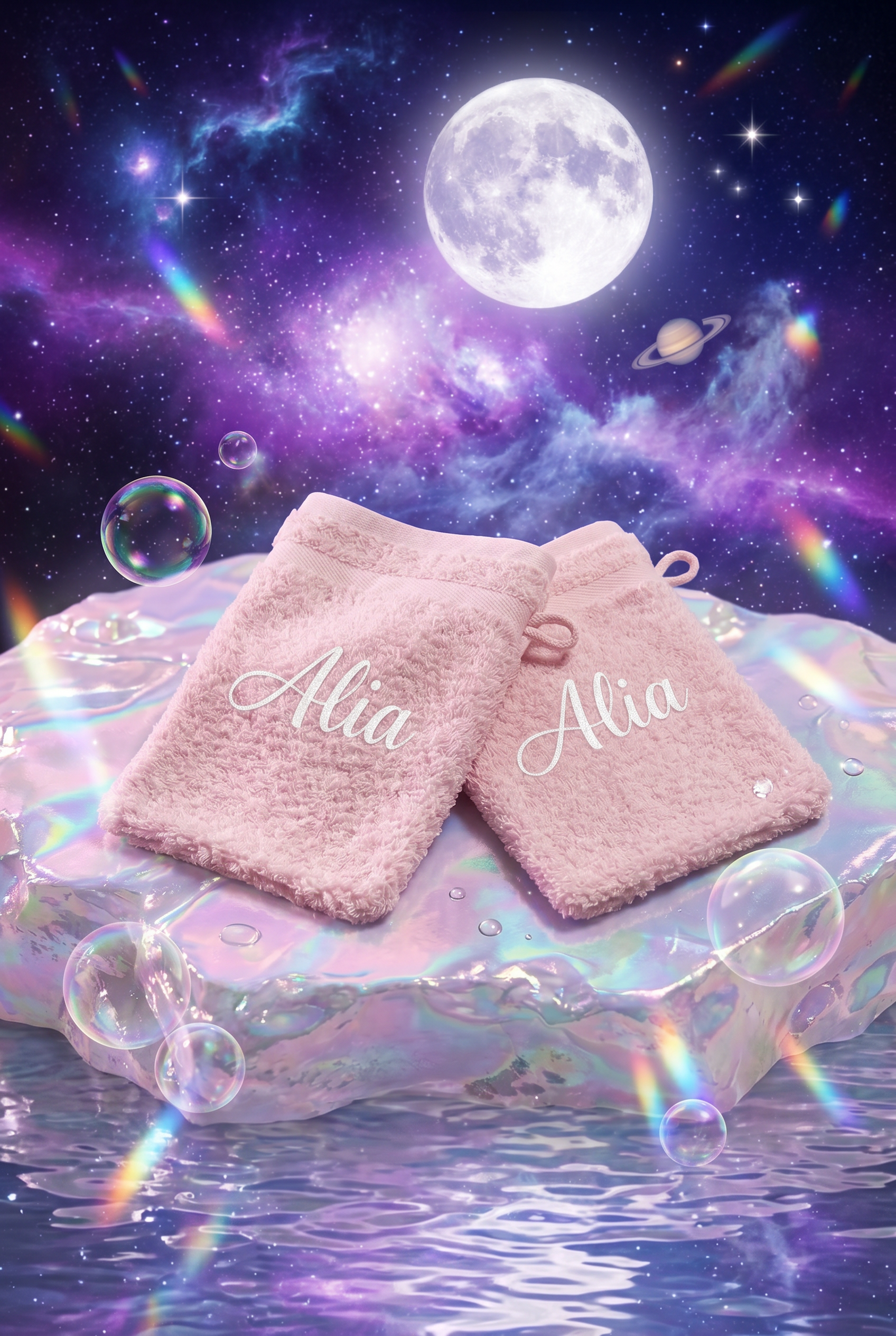 Set 2 gants roses 100% coton personnalisés - Boxes Universe