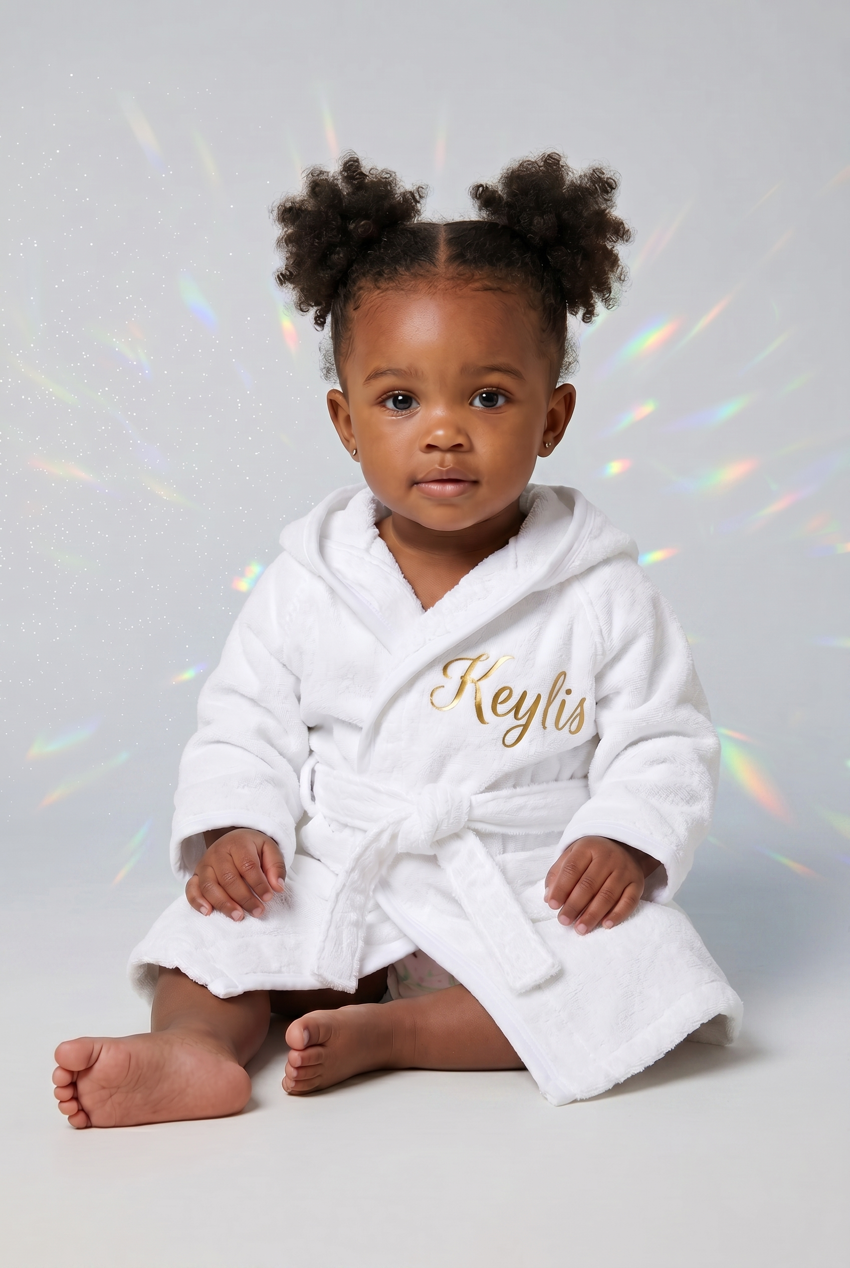 Peignoir Blanc Coton Personnalisé - 1 à 4 ans - Boxes Universe