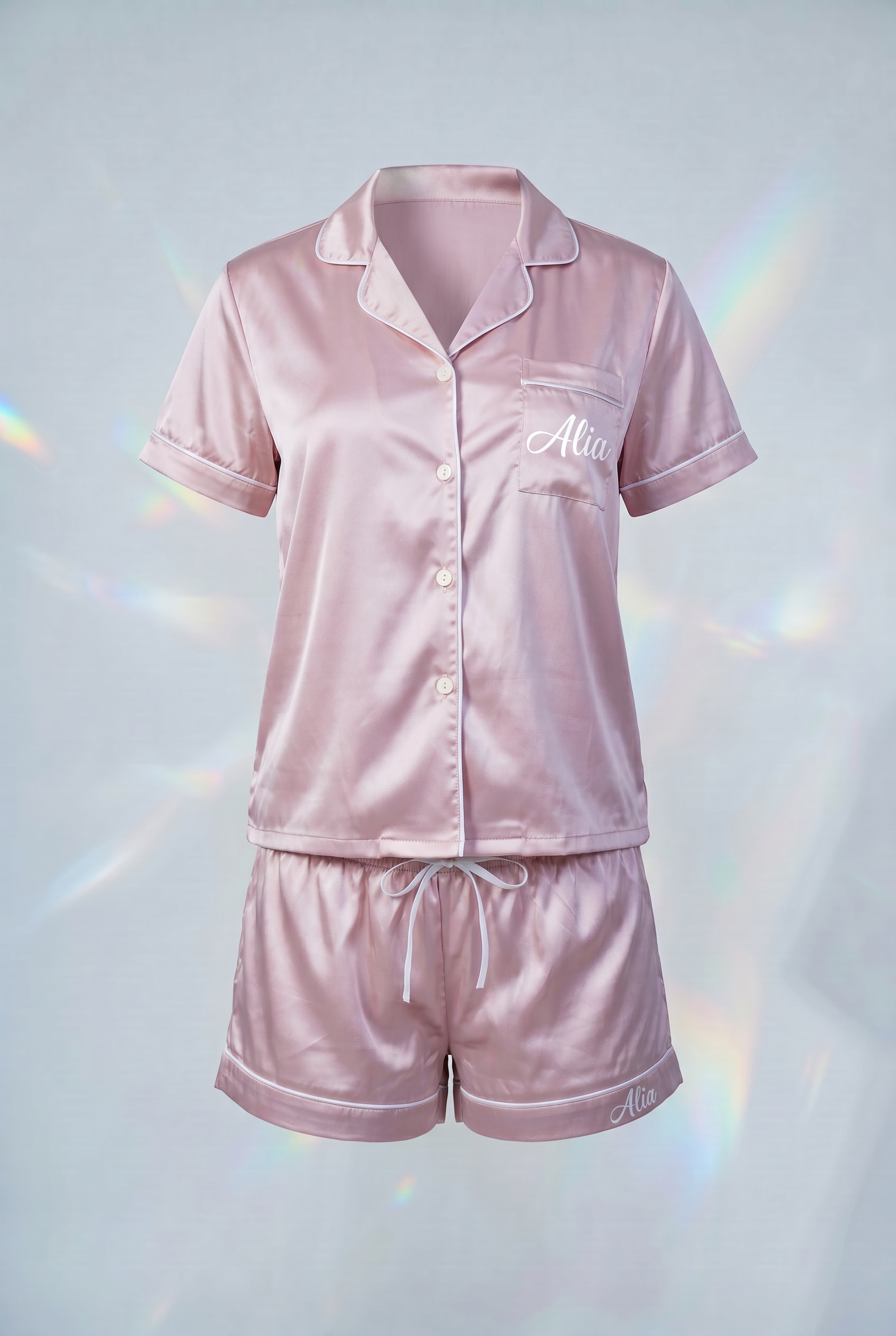 Pyjama 2 Pièces Rose Poudré Personnalisé - Boxes Universe