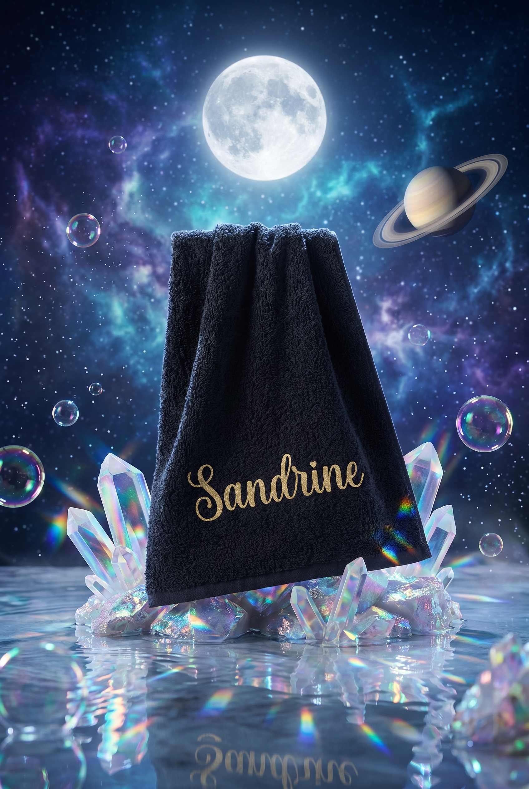 Serviette Noire Personnalisée - Boxes Universe